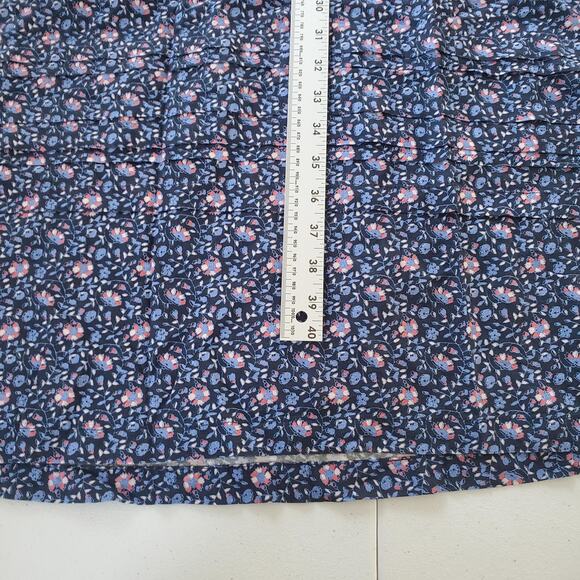 Marine Layer Dress Womens Small Navy Floral Midi V-Neck Puff Sleeve Tiered 16146 - Picture 5 of 10